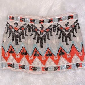 All Saints Aztec tribal sequin mini skirt